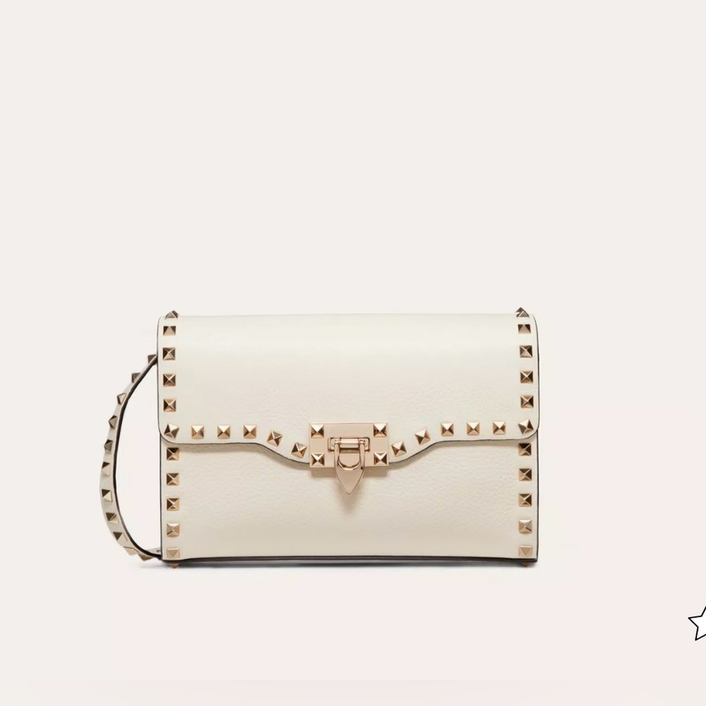 Valentino Rockstud Ivory Mini Stud Crossbody Flip Lock Gold Hardware